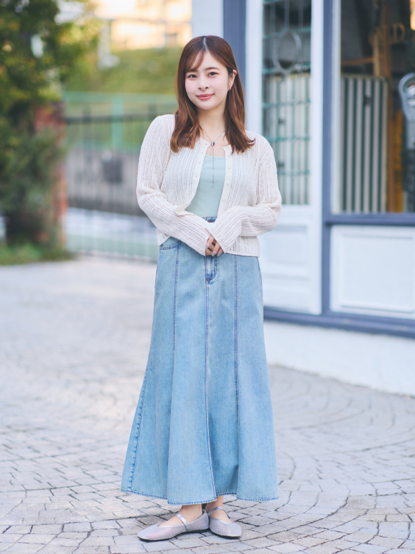 Sheer Metallic Yarn Sweater/S/Q、Textured Camisole Dress