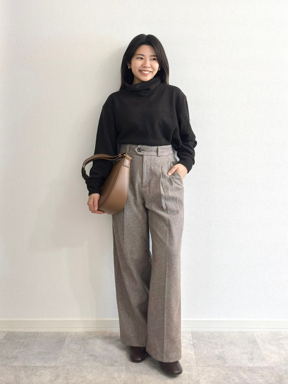 conte ヘリンボーン タックワイドパンツ conte ヘリンボーン タック