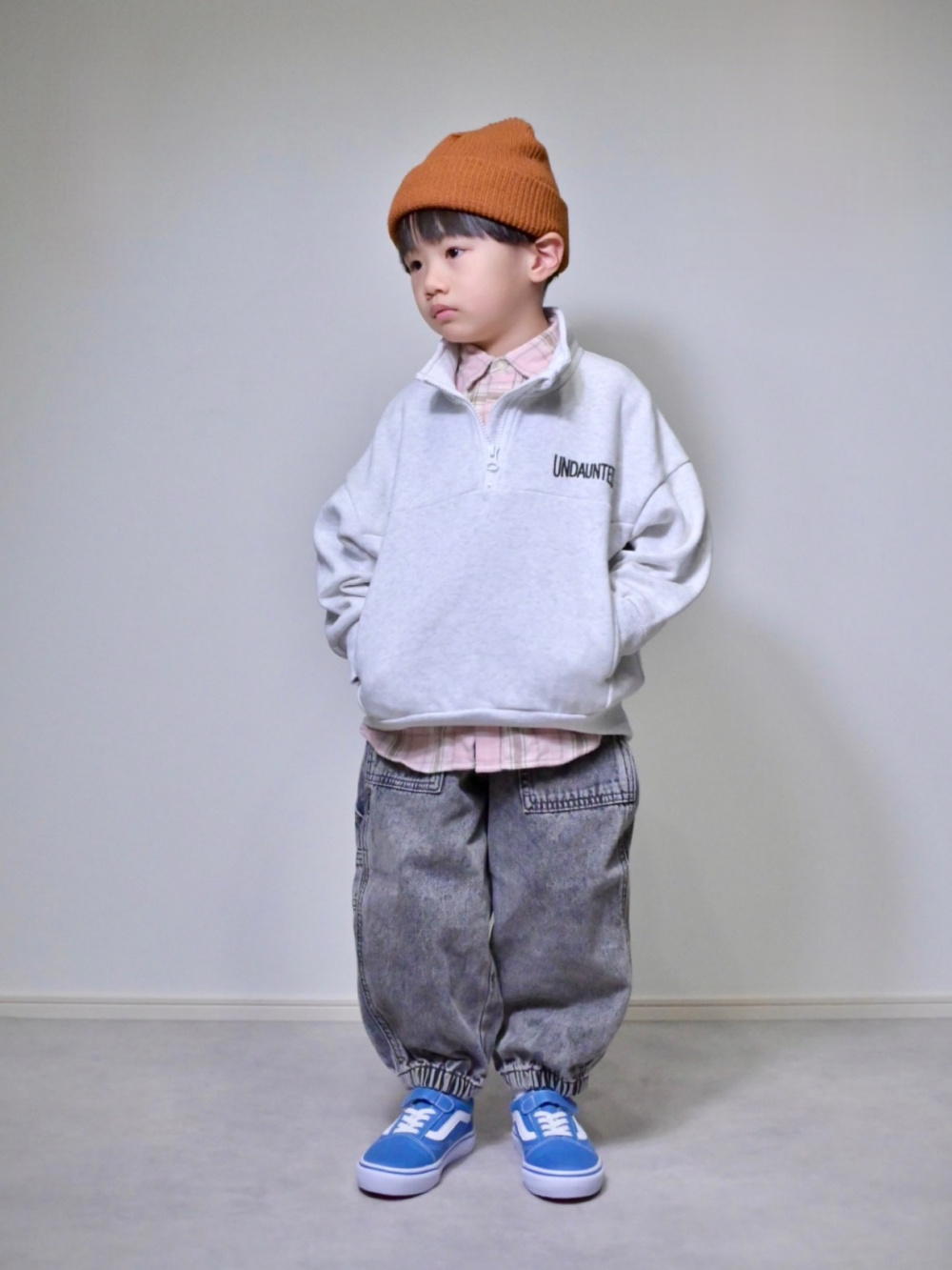KIDS(男女兼用)ヘビーウェイトスウェットハーフジッププル