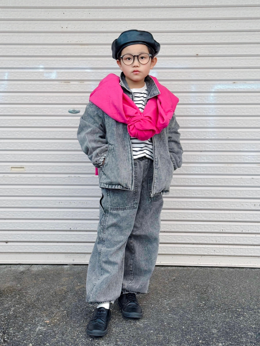 KIDS(男女兼用)デニムジップアップジャケット、GIRLSバレル