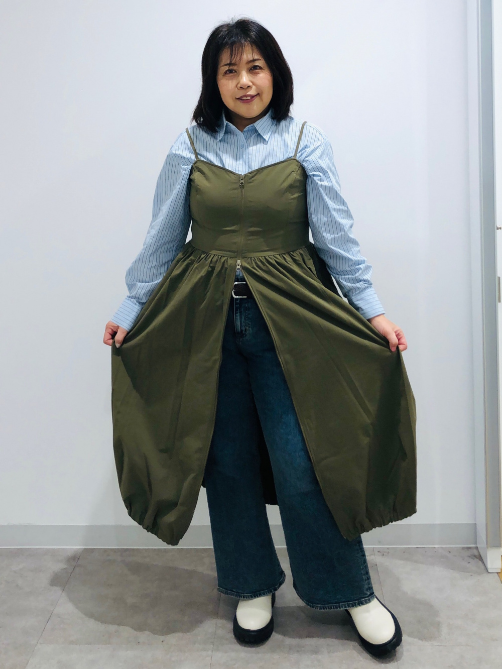 GIRLSパフィータッチロングカーディガン(長袖)JR、ワイド