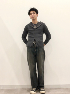 ひかまる GU公式 | リブニットダブルジップパーカ