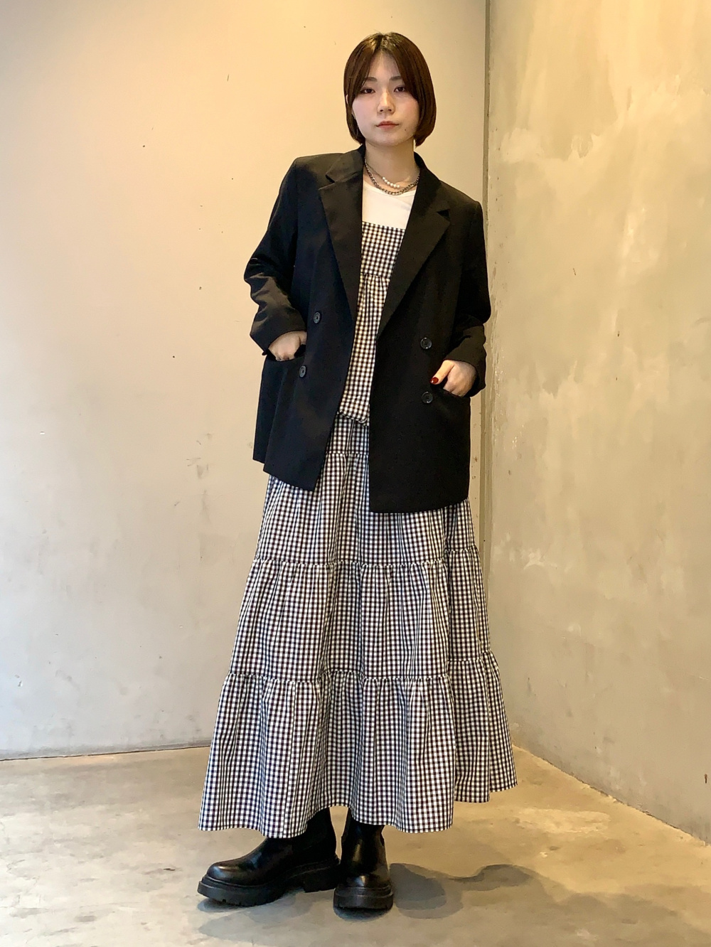 ソフトリブクルーネックT(長袖)、ダブルブレストジャケットZ」の