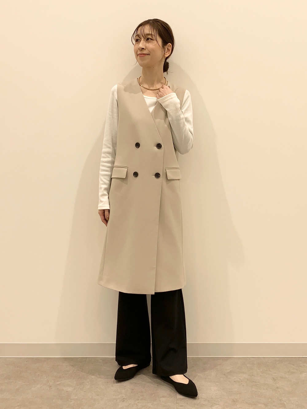 リブクロップドT(長袖)、デニムシャツ」の着用コーディネート| ジーユー