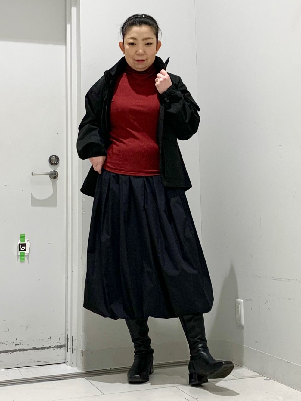 バブルヘムミディスカート」の着用コーディネート| ジーユー