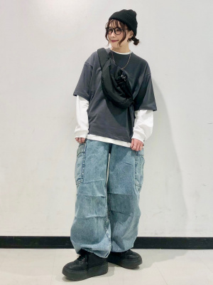 GU公式 | デニムスーパーワイドカーゴパンツ