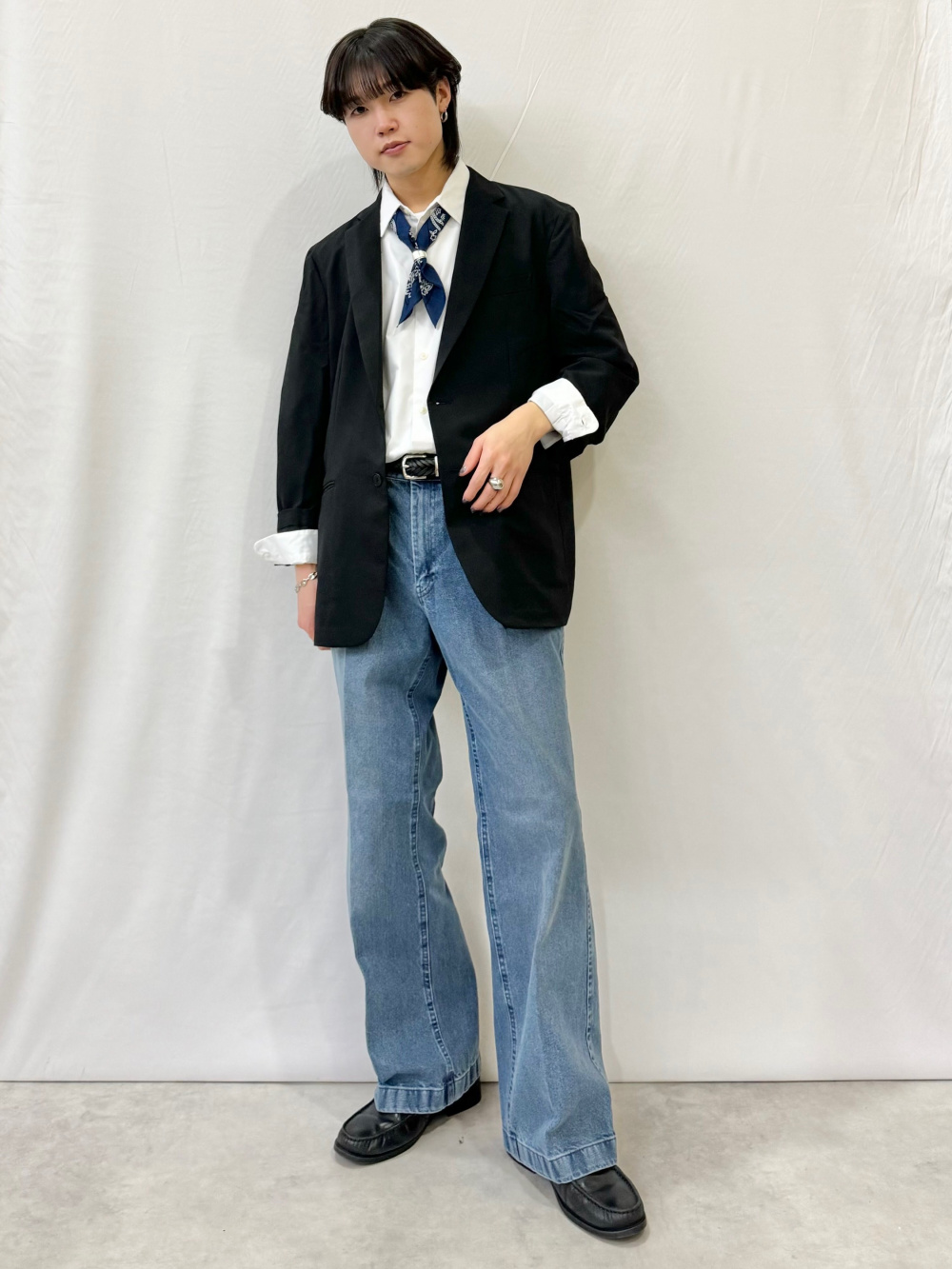 GU x kappa デニムロングシャツ(長袖)Kappa ジャケット 黒 M