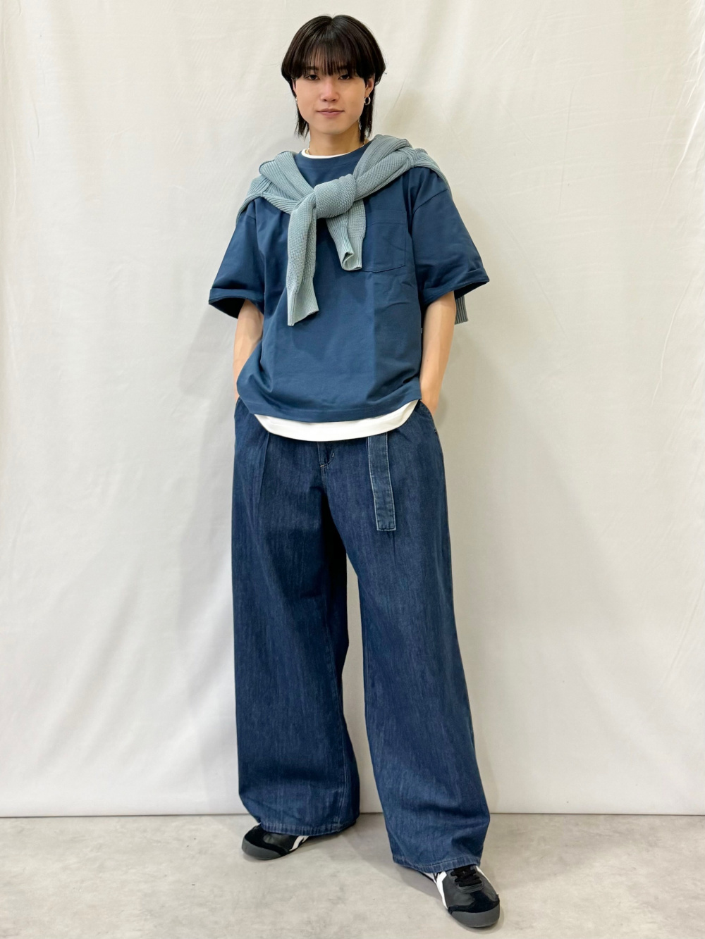 ボクシーT(5分袖)(オーバーサイズ)、ポロカーディガン