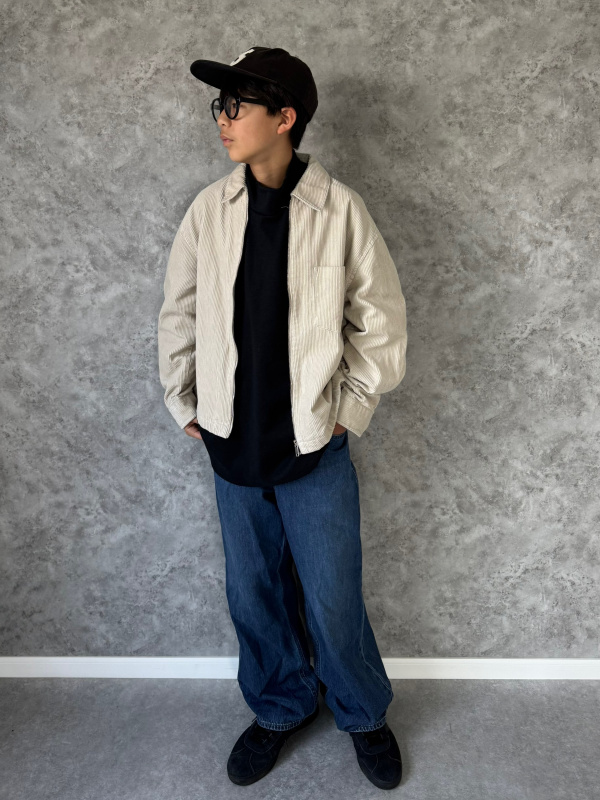 コーデュロイジップアップシャツ(セットアップ可能)（メンズ）の着用