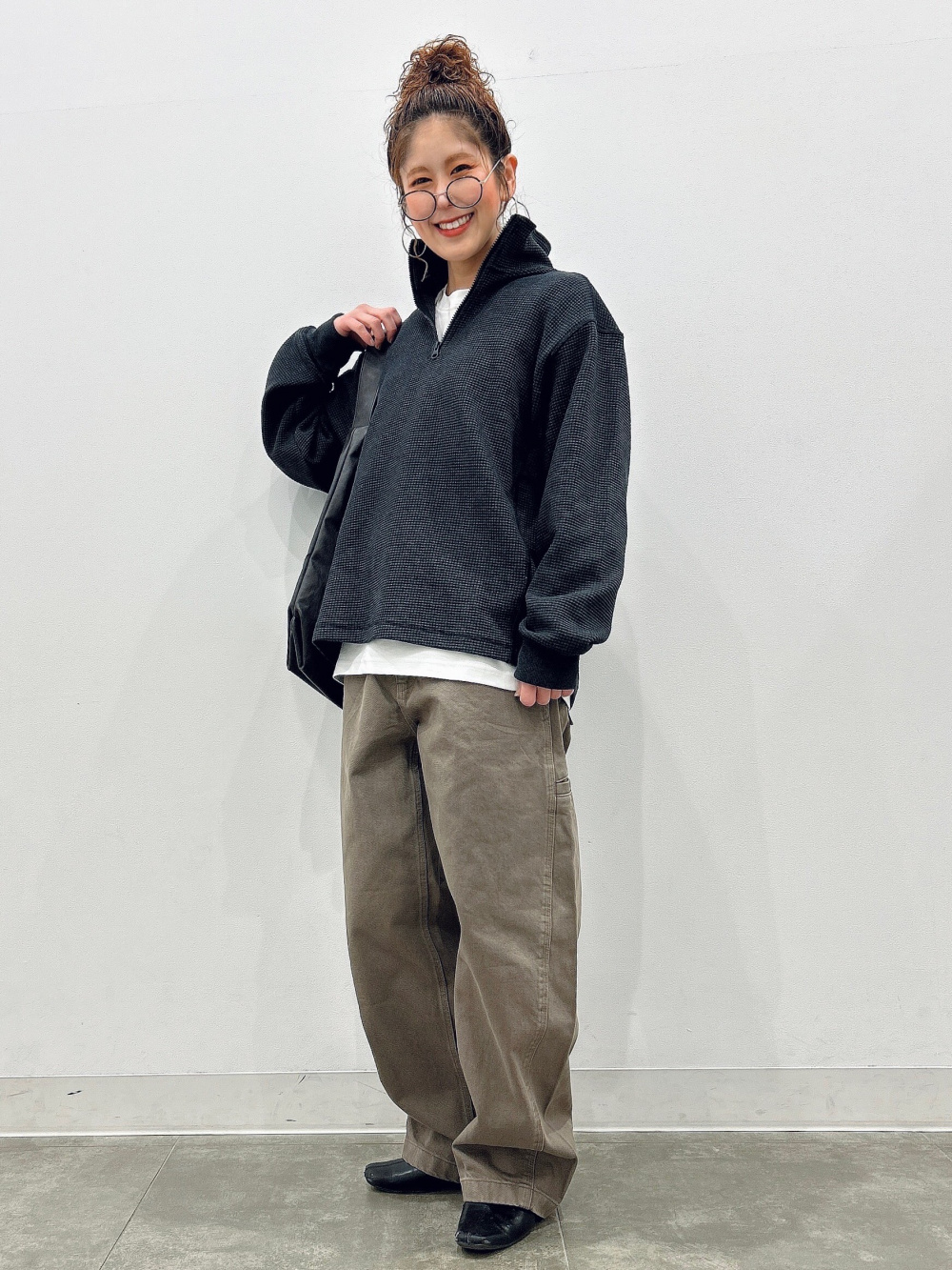 ソフトコットンクルーネックT(長袖)、ヘビーワッフルハーフジッププル