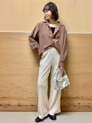 GU公式 | コットンブレンドリブクロップドワイドネックT(長袖)(ドライ)