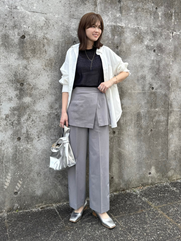 オーバーサイズシャツ、ヘリンボーンタックワイドパンツ(丈標準70.0