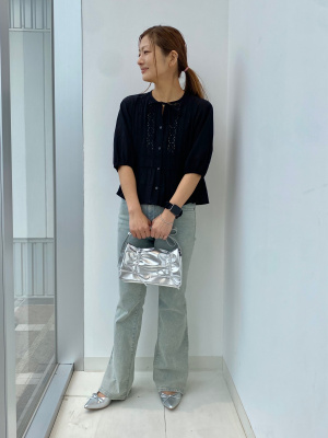 GU公式 | レースペプラムブラウス(5分袖)