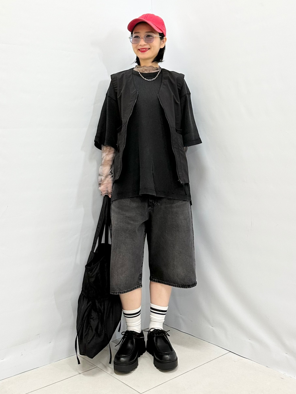 カバーオールジャケット、ウォッシュドワッフルボクシーT(5分袖