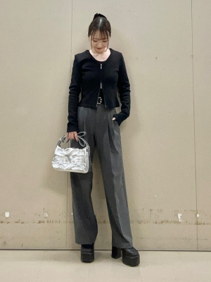 アドミラル♡【美品】2024春夏完売品3点セットアップＬ GU公式 | リブダブルジップVネックカーディガン