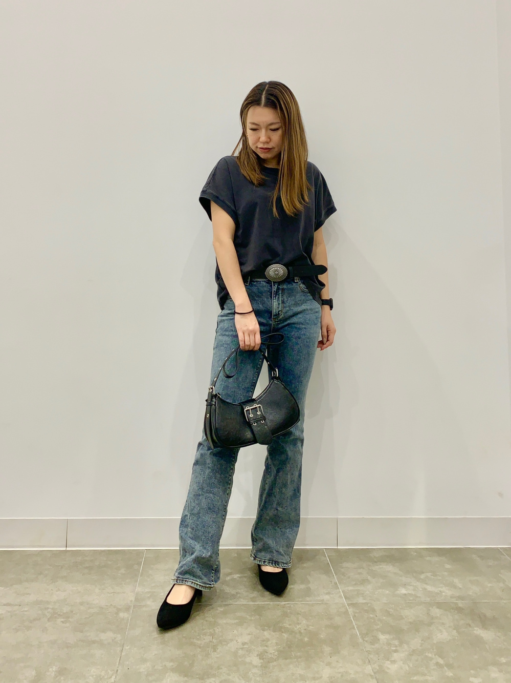 STARTEXCEEDEND スリムフレアジーンズデニムパンツウォッシュド デニムジーンズ フレアパンツ ウォッシュド加工 グラデーション