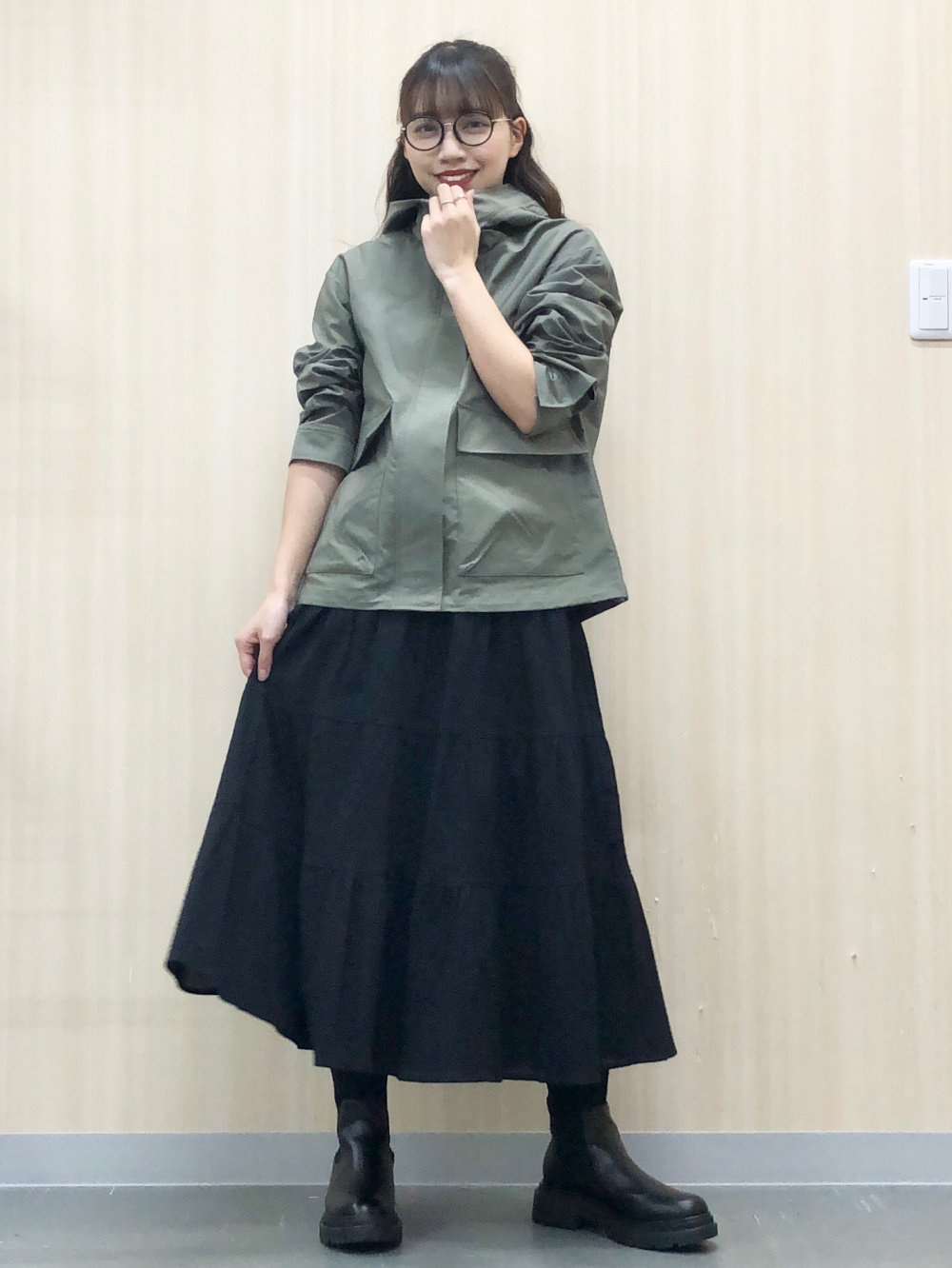 Check styling ideas for「Tiered Maxi Skirt、Stone Ring 5