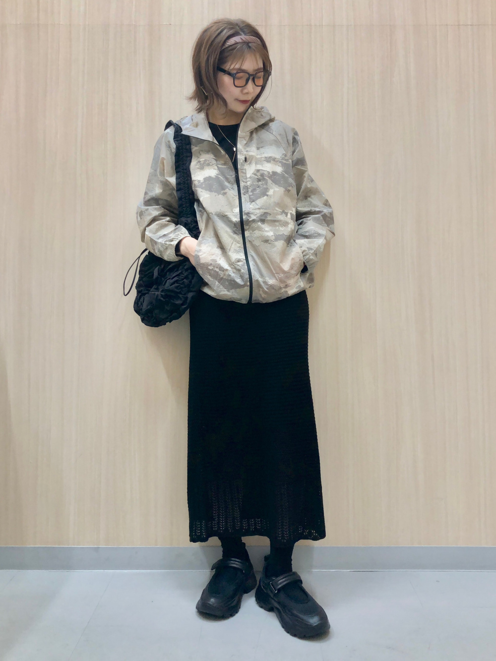 ☆美品☆【薄手ニットとナイロンを融合❕】コーデUP↗️の激
