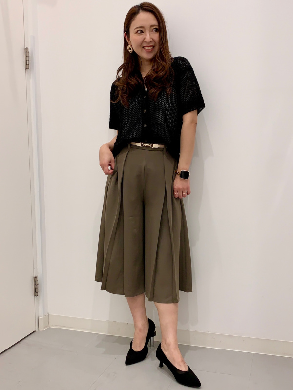 クルーネックセーターZ、ヘリンボーンタックワイドパンツ(丈標準70.0