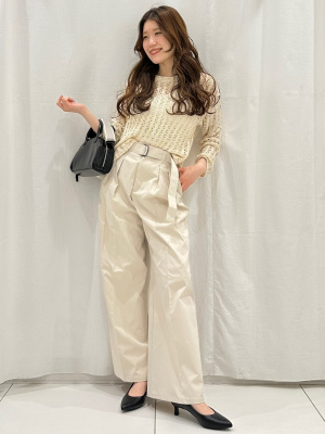 【MUDIDI】Highwest belted pants Belted Wide Pants | GU US