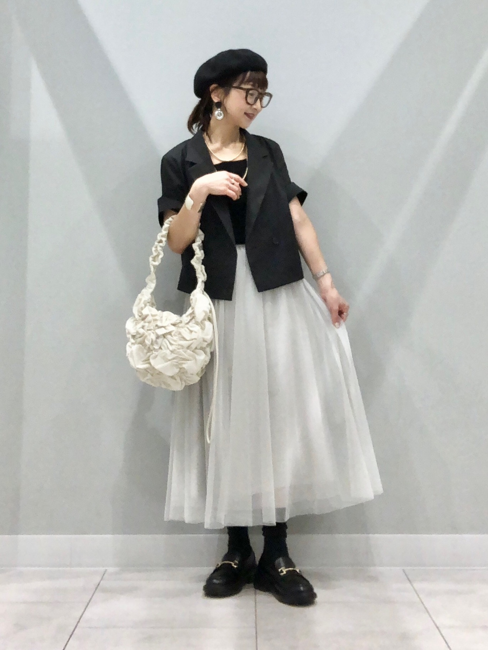 新品☆5L♪白黒スキッパーシャツ＆薄手カーディガンまとめて♪〇