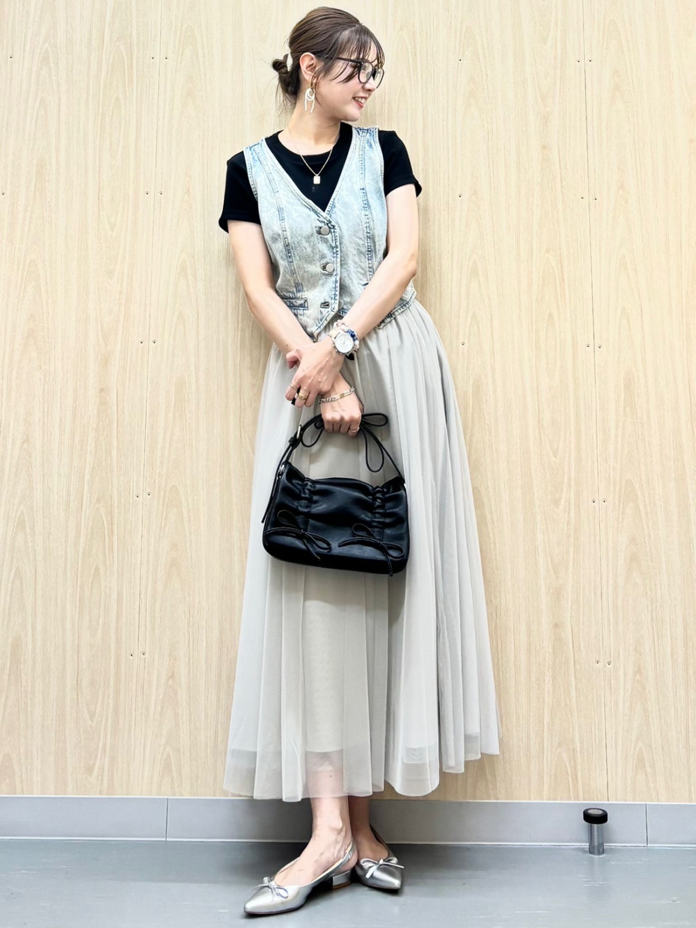 スキッパーポロワンピース(ノースリーブ)Z+E、チュールフレアスカートZ