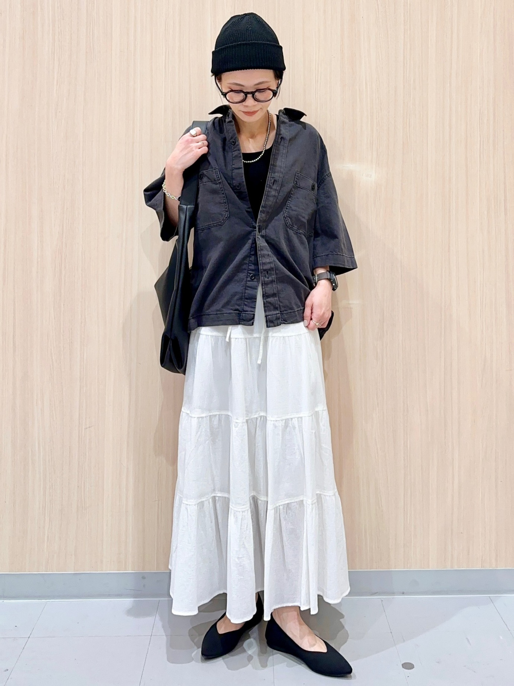 ボクシーT(5分袖)(オーバーサイズ)、デニムボクシーワークシャツ ボクシーT(5分袖)(オーバーサイズ)、デニムボクシーワークシャツ