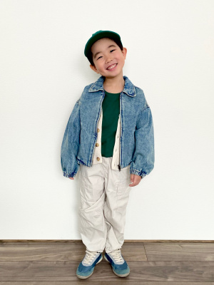 GU公式 | KIDS(男女兼用)デニムジップアップジャケット