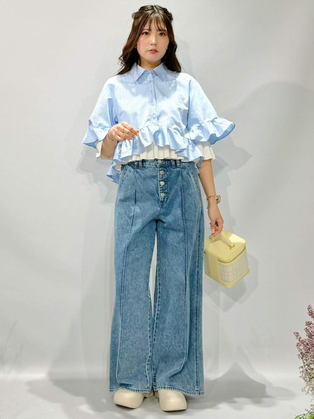 偉大な ニットポロシャツ(5分袖) rokh、ベルテッドワイドパンツ(丈 by トップス