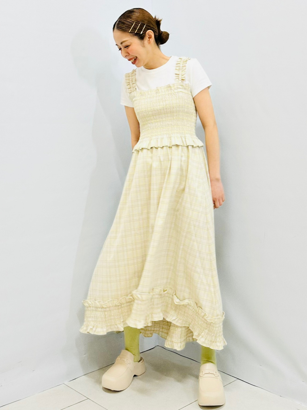 新品　GU×rokh ショートケープコート Olive Lサイズ GU公式 | ショートケープコート by rokh