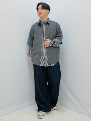 ぽん様 GU公式 | イージーケアブロードシャツ(チェック1)