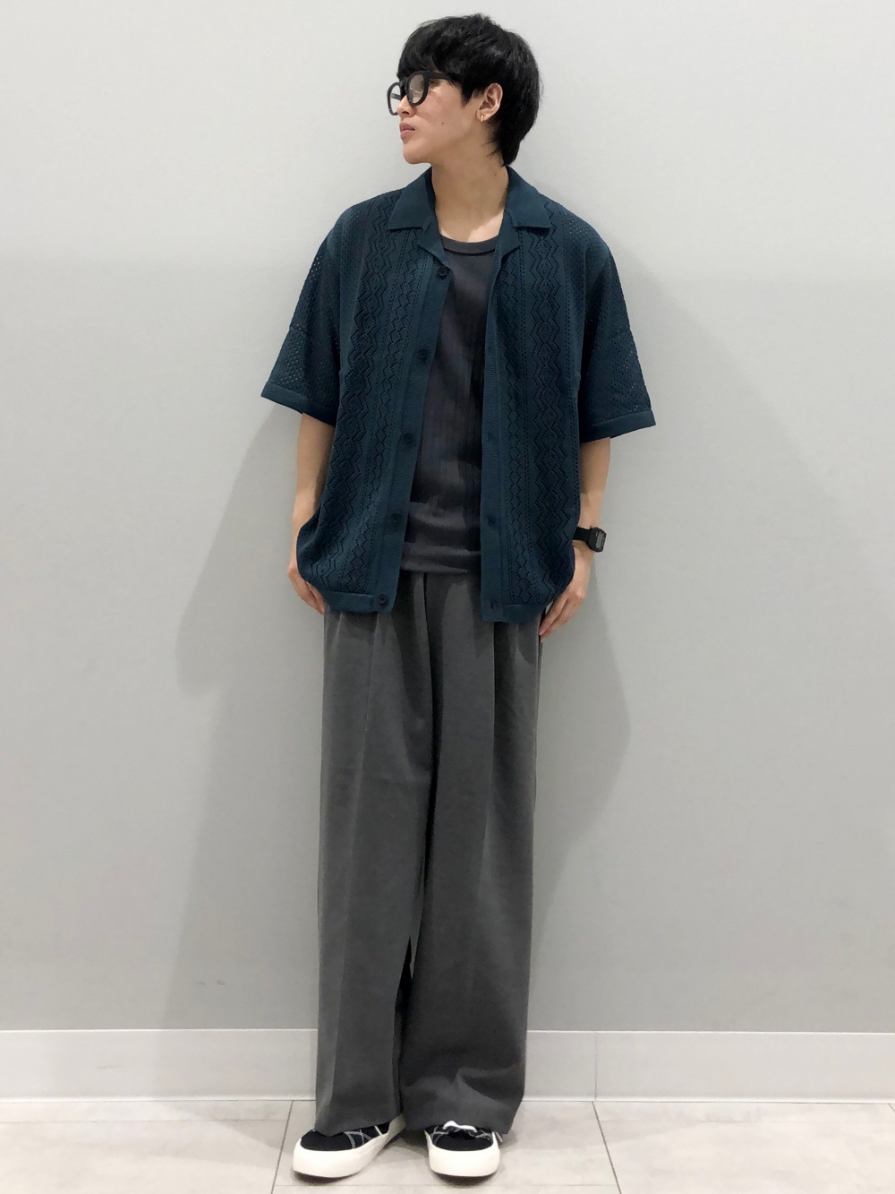 トップス yu Check styling ideas for「Nylon Zip-Up Shirt | HalfSlv