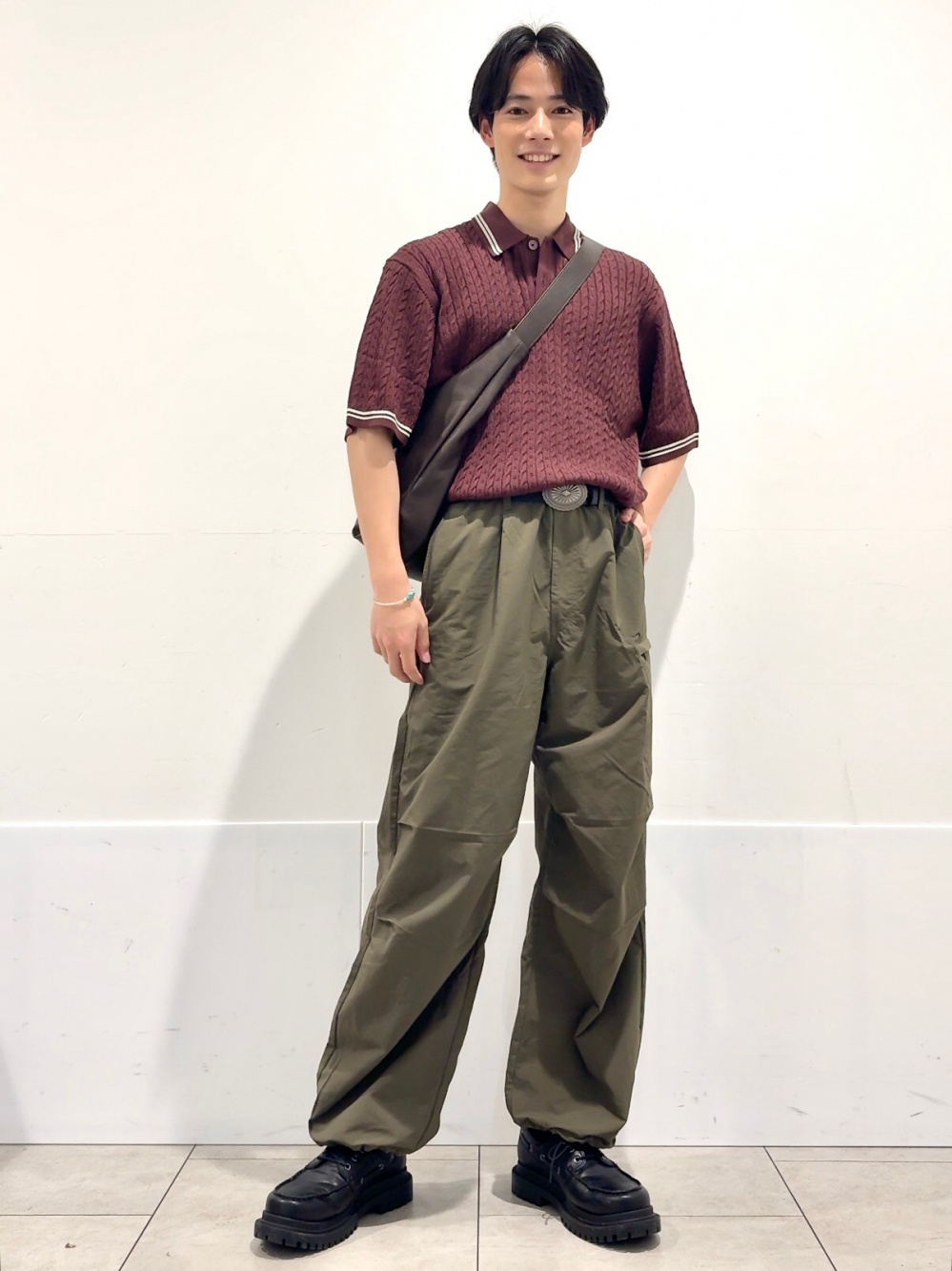 Nylon Zip Parachute Pants、Washable Cable Knitted Polo Shirt