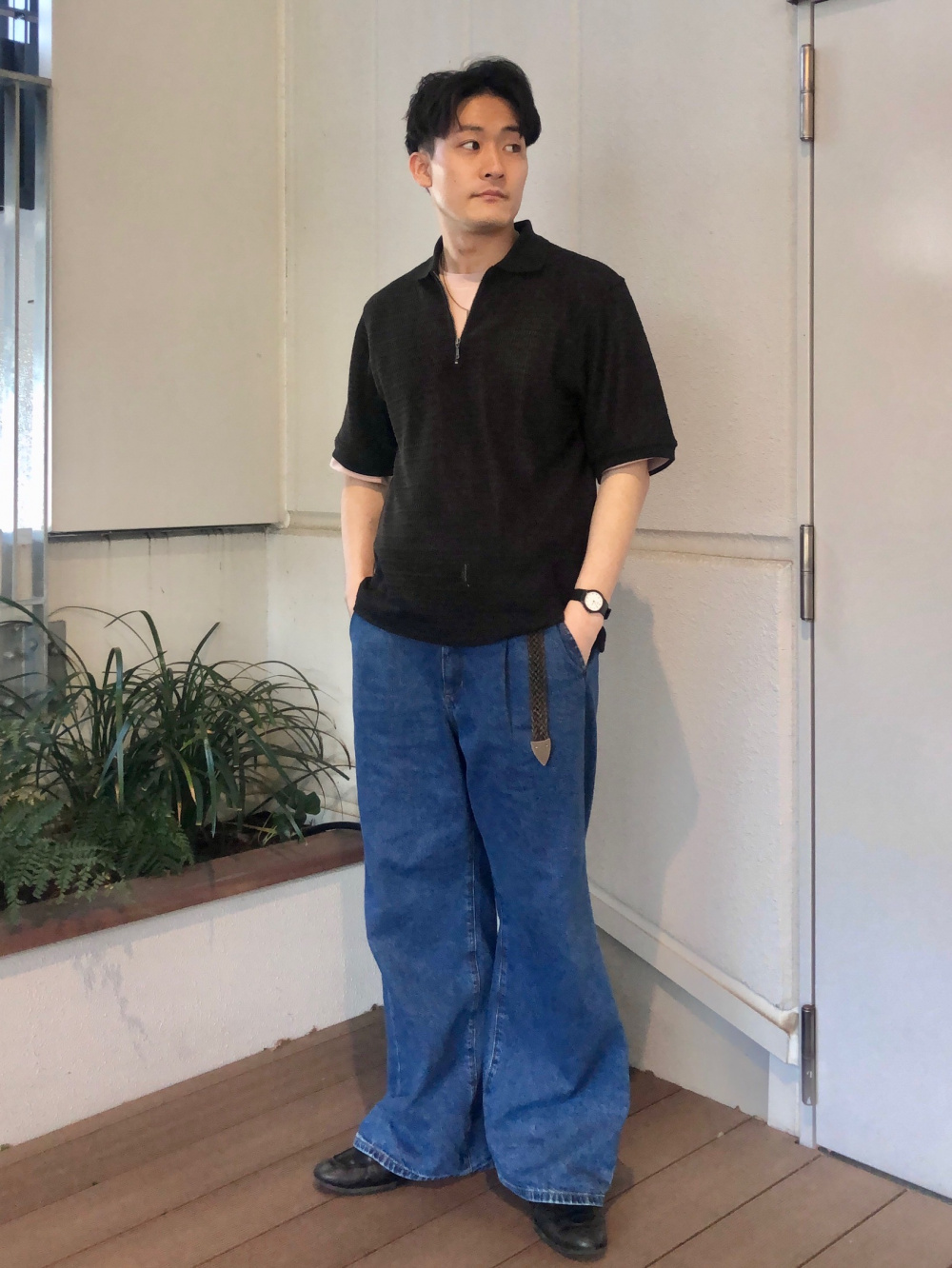服　バイたにちゃん Dry Ponte T-Shirt/Halfslv、Denim Pleated Trousers/Q」| GU的