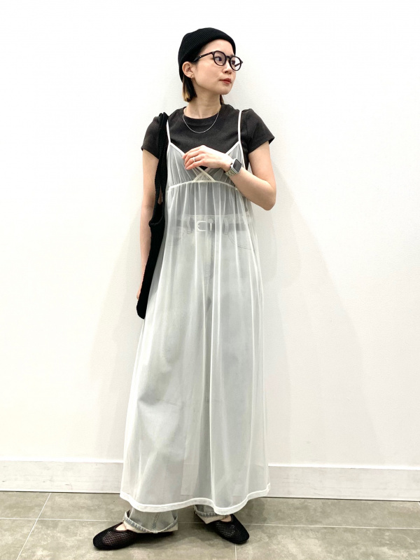 ループヤーンウエストタックT(ノースリーブ)、バレルレッグ