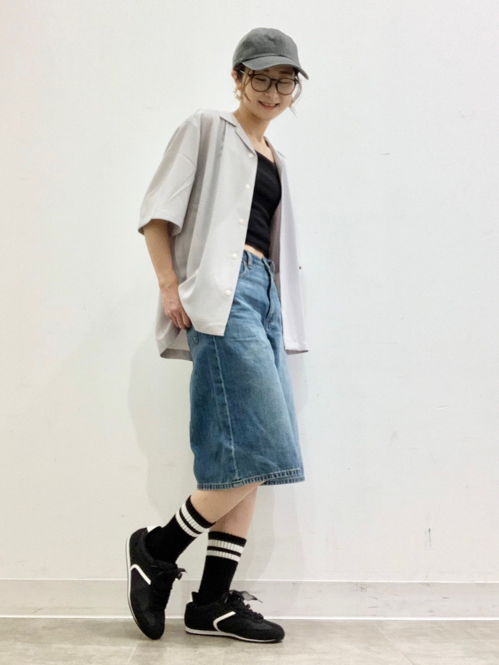 オープンカラーシャツ(5分袖)、コクーンジョガープルオンパンツ(丈標準