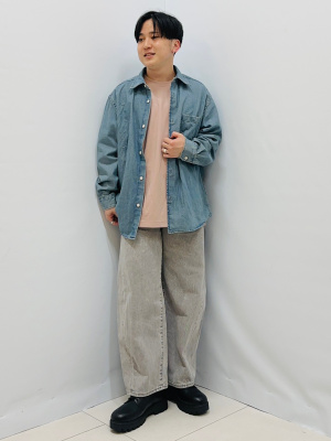 その他 gu- GU公式 | リブワイドクロップドシャツ(長袖)RS+E(セットアップ可能)