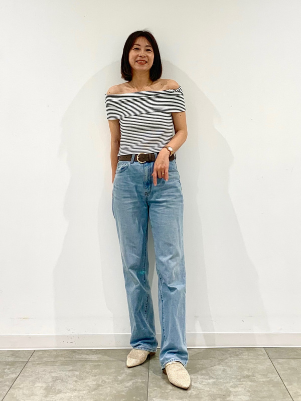 YR.送料無料 脚付き シングル、ダブル GU公式 | ハイライズストレートジーンズ+EC(丈長め81.0cm)