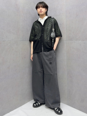 GU公式 | ライトデニムベルテッドワイドパンツ(丈標準70.0～74.0cm)
