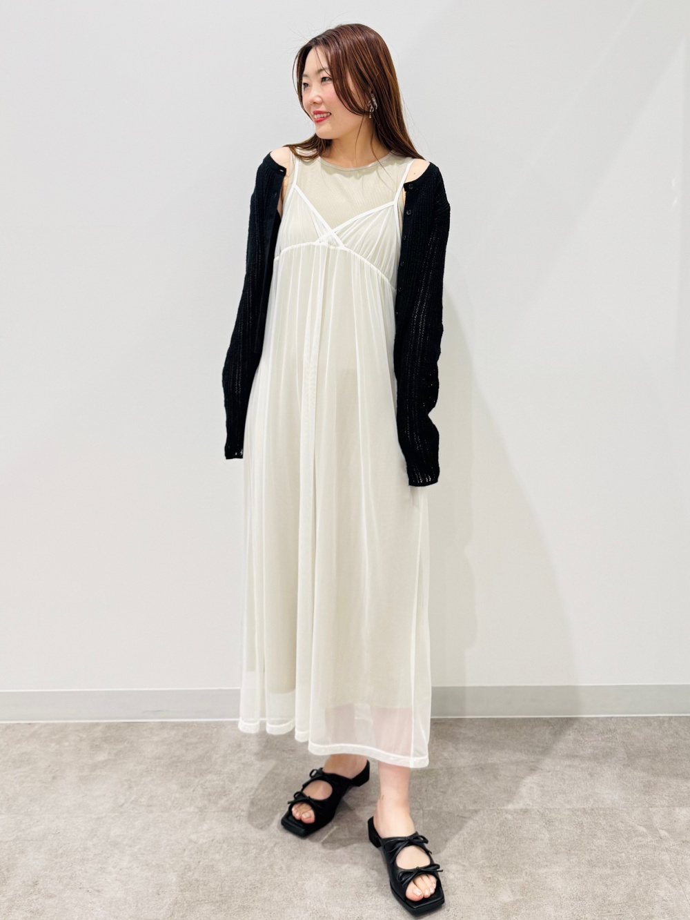 Ribbed Cropped T-Shirt/L、Loop Yarn Lacy Stitch Cardigan