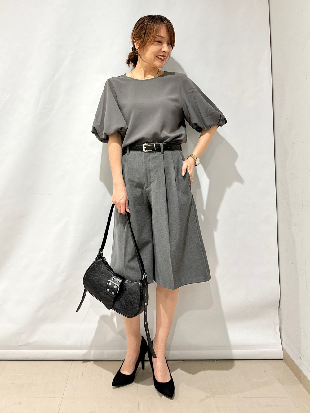 Draped Wide Pants/Z+EC、Bubble Sleeve Blouse/HalfSlv/Z+EC