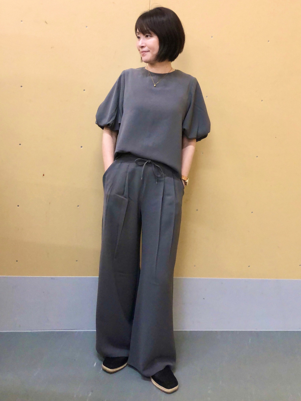 Draped Wide Pants/Z+EC、Bubble Sleeve Blouse/HalfSlv/Z+EC」| GU的