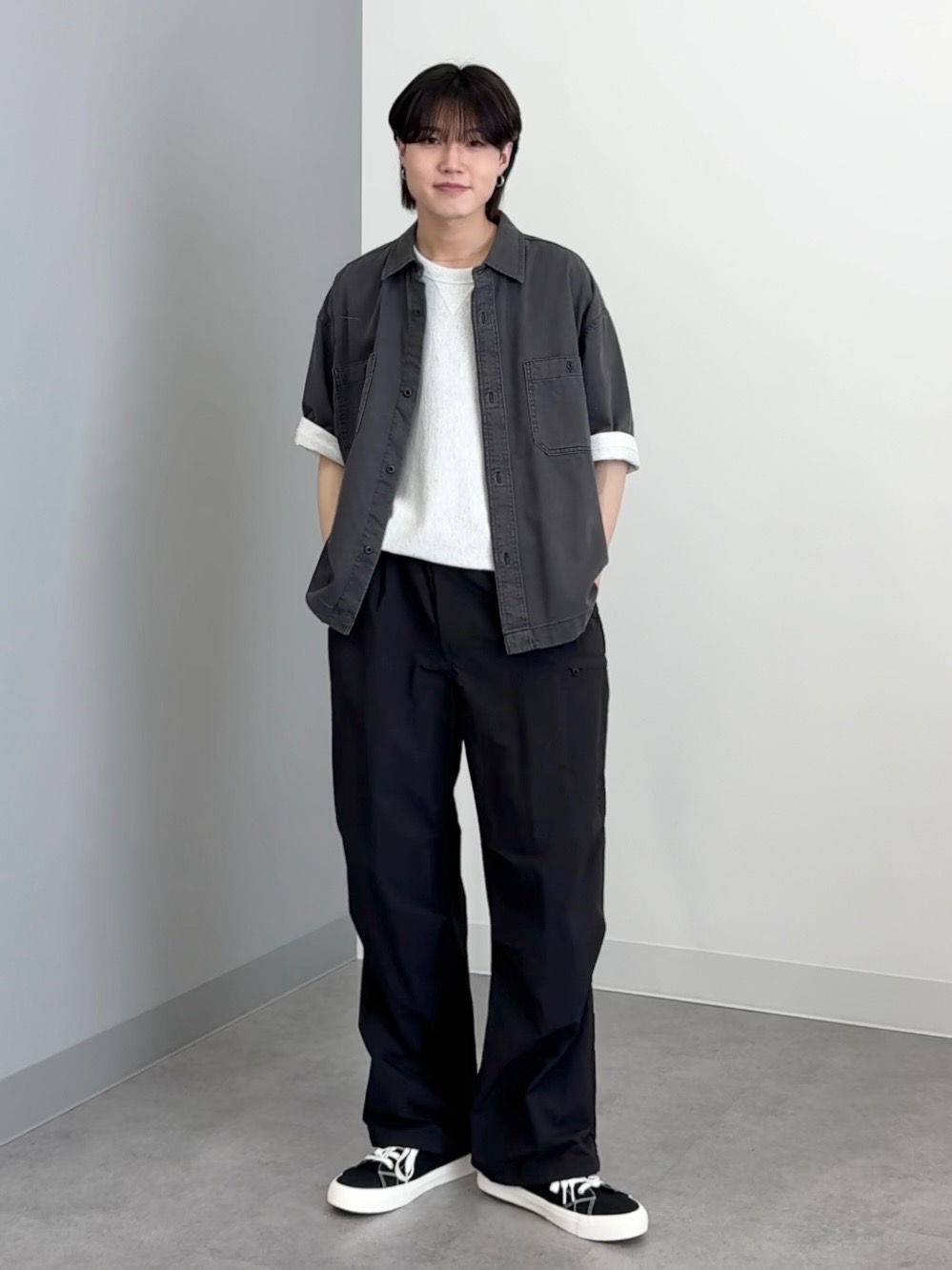 ドライストレッチオーバーサイズT(5分袖)、ナイロンジップパラシュート