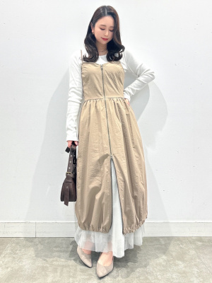GU公式 | フロントジップバブルヘムワンピース(丈標準112.0
