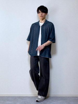 Washable Mesh Knitted Shirt | HalfSlv | GU US