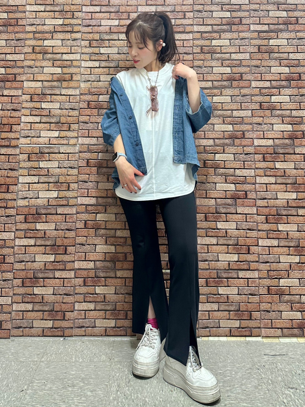 【Anyone more】Work Boxy Denim Shirt Wide Pants Setup 17231120439168dc368d07f5e2bfd3