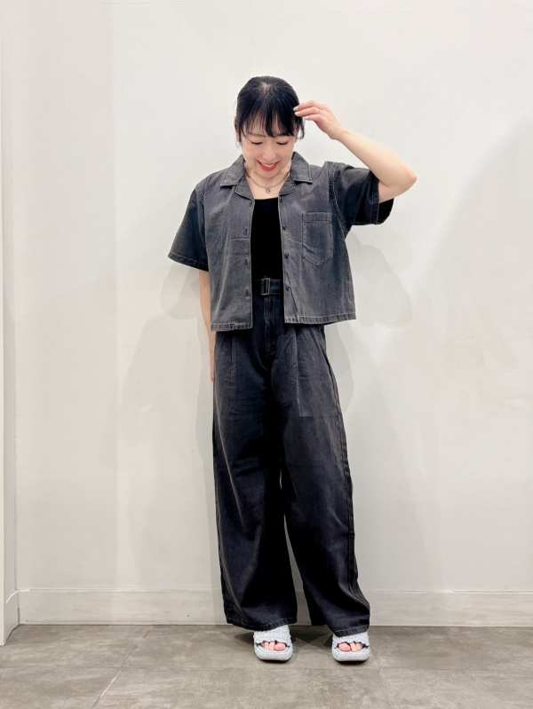 Chica専用 GU公式 | ライトデニムオープンカラーシャツ(半袖)