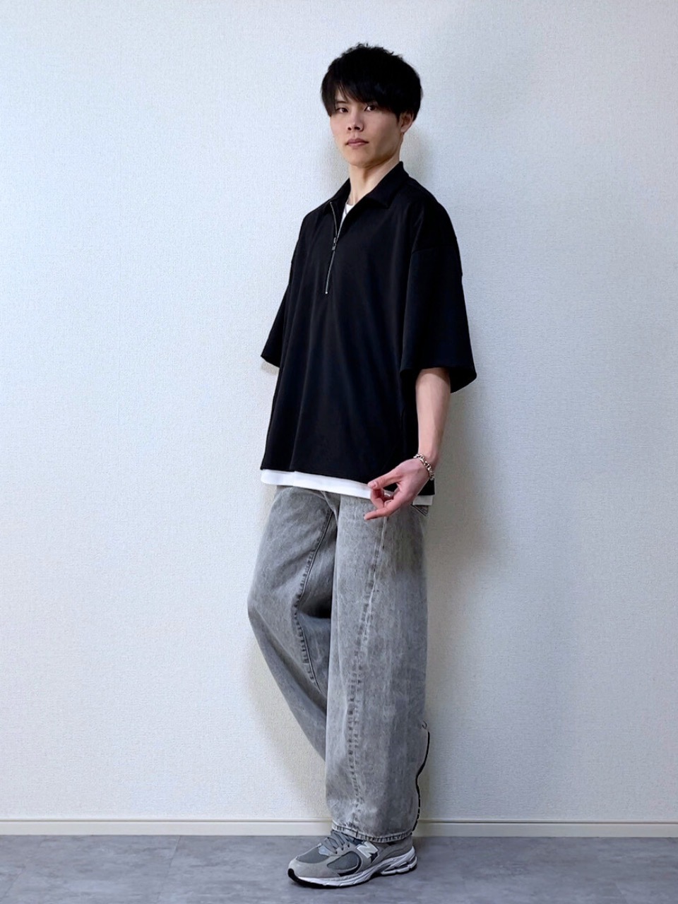 Check styling ideas for「Zip-Up Shirt、Dry Ponte T-Shirt