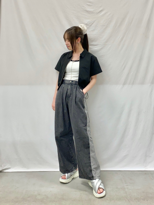 TEEN Light Denim Side Lined Pants/JR、Front Zip Shirt/S」的穿搭
