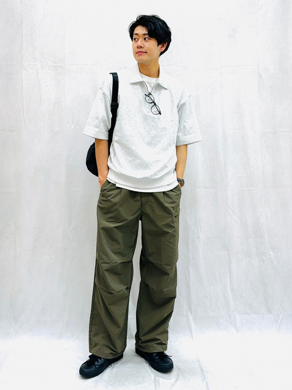 Check styling ideas for「Zip-Up Shirt、Dry Ponte T-Shirt